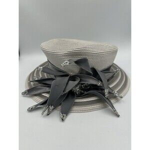 Deborah Fashions Silver Church Hat | Women’s Formal Dress Hat w/ Rhinestones